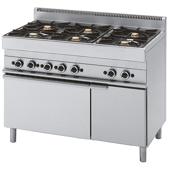 6 Burner Gas Range + 1 Gas Oven, 1 Closed Cabinet
