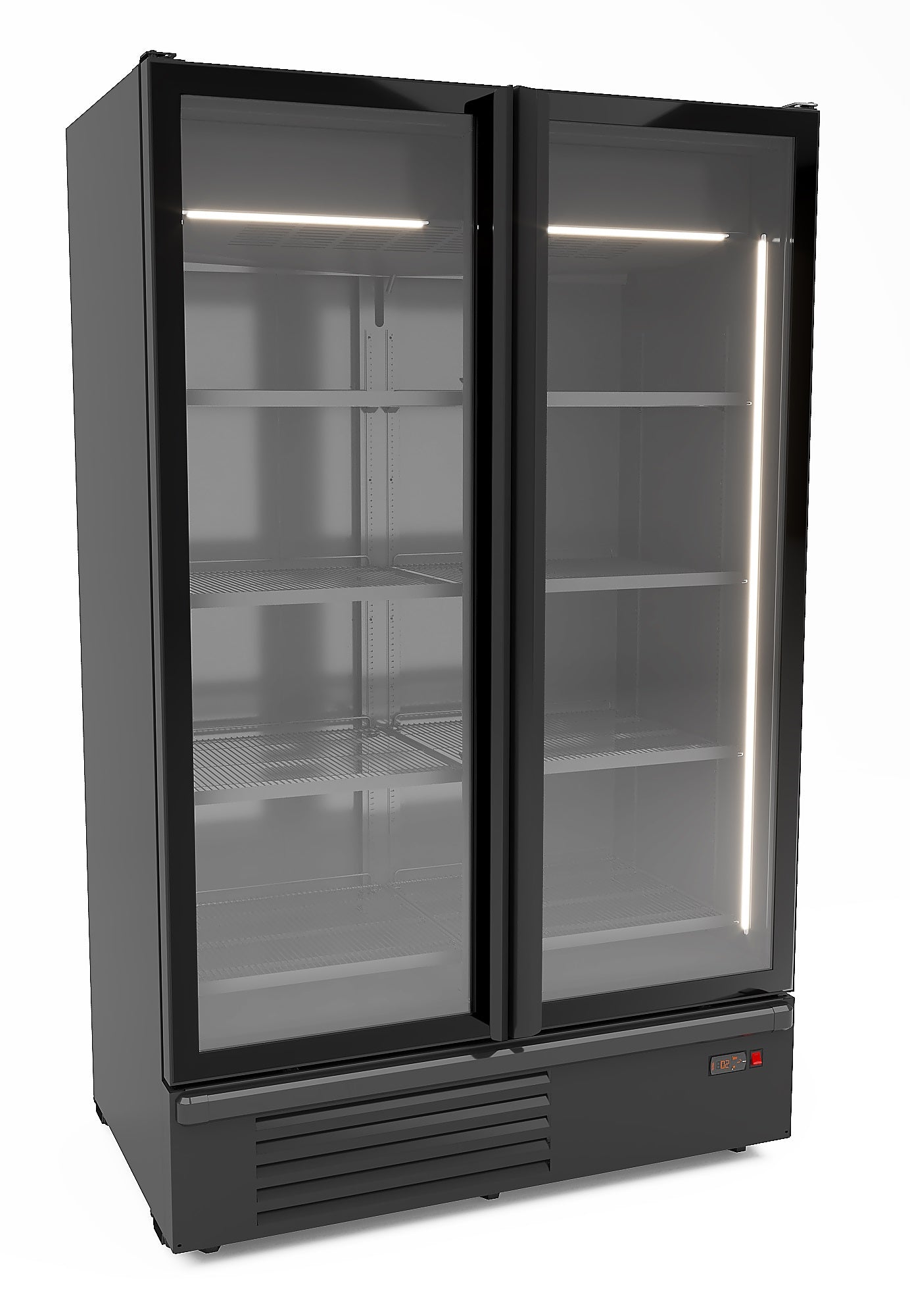 FREEZER 2 GLASS DOORS BLACK 1230L