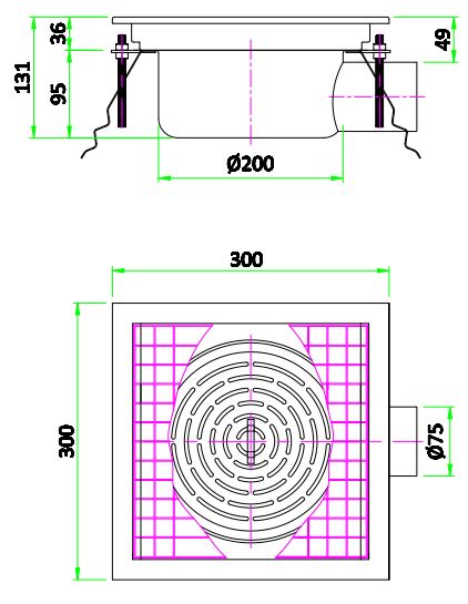 Floor Grid 300 x 300 x 131(h)