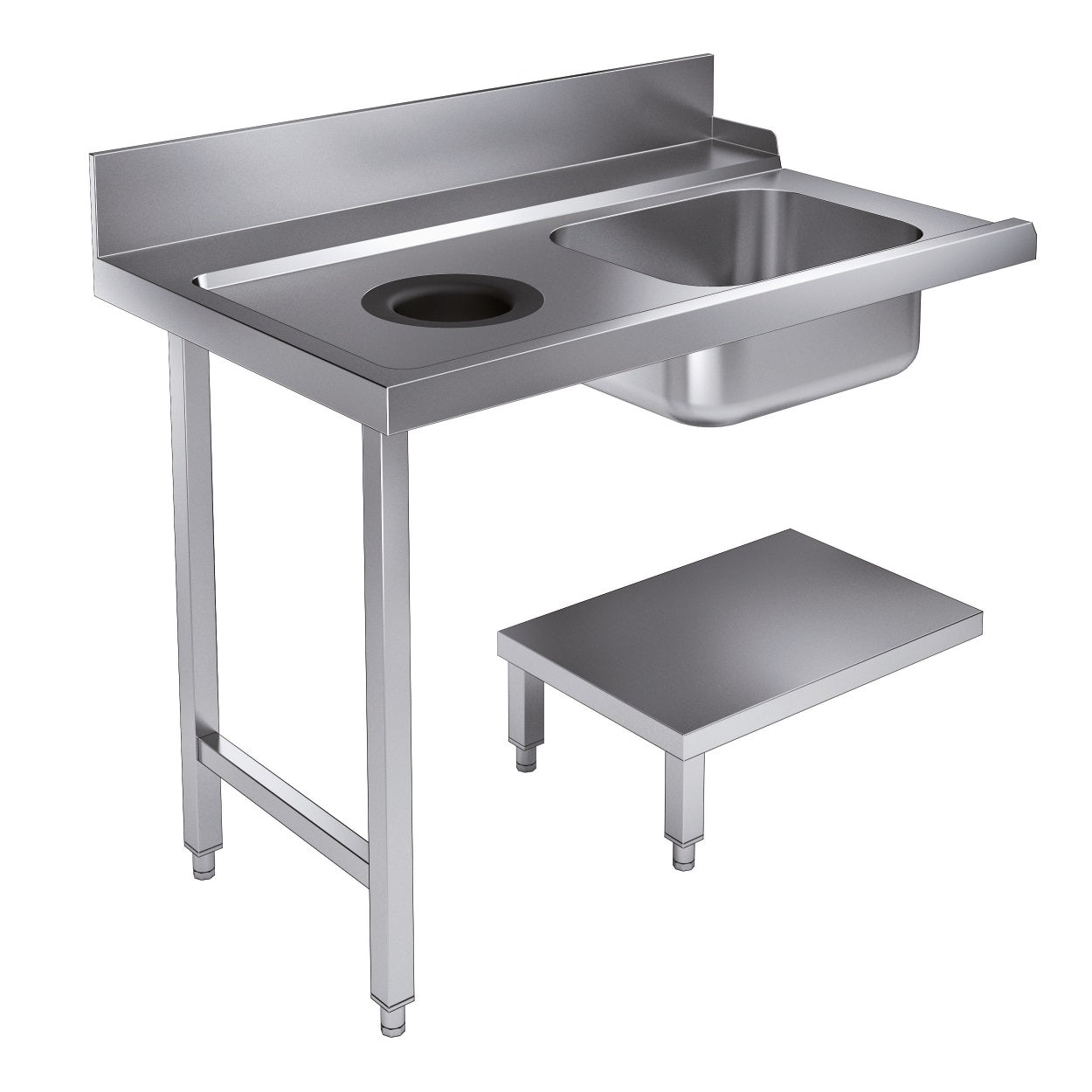 ENTRY TABLE BOTTOM SHELF WITH WASTE HOLE 1200 LEFT FOR 7280.0045-0046