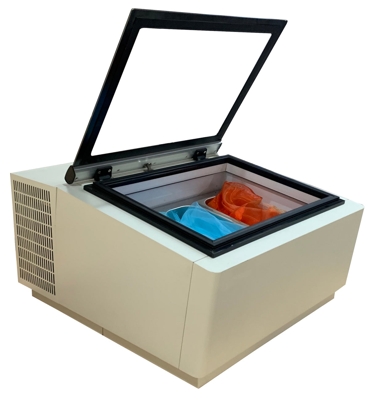 COUNTERTOP MODEL ICE CREAM DISPLAY WHITE OPENS ON THE CUSTOMER SIDE