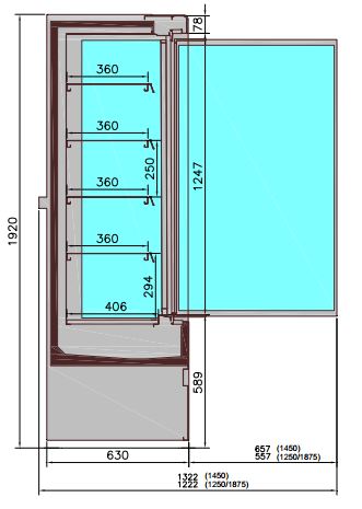 Wall Mounted Display Chillerwith Glass Doors 1500mm