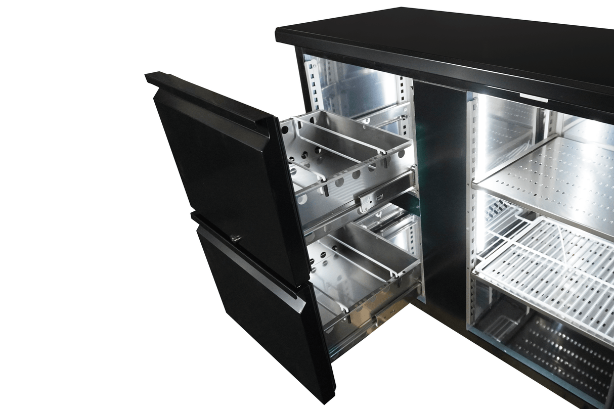 BARCOOLER BLACK 3 DOORS AND 2 DRAWERS