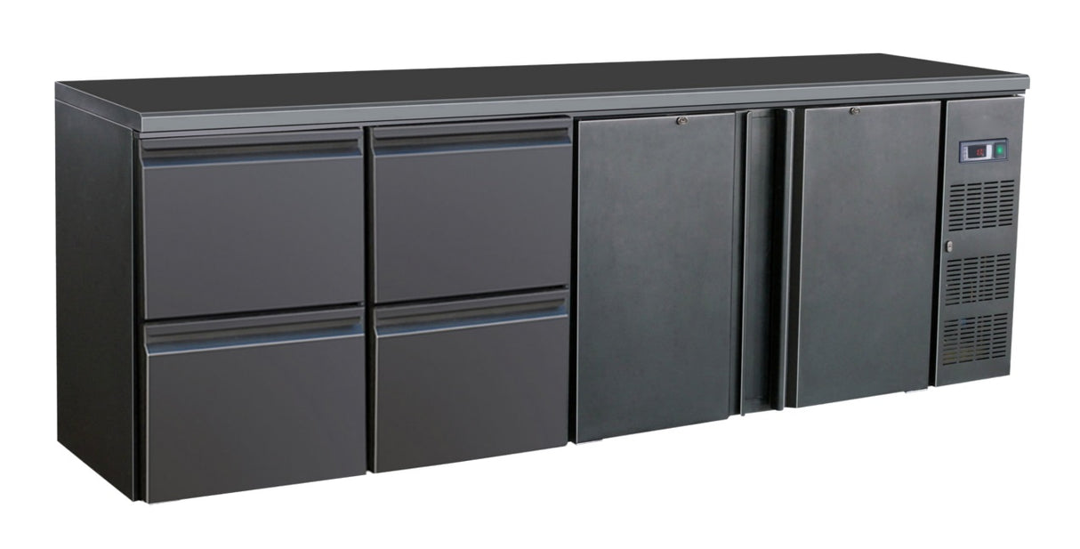 BARCOOLER BLACK 2 DOORS AND 2 DRAWERS