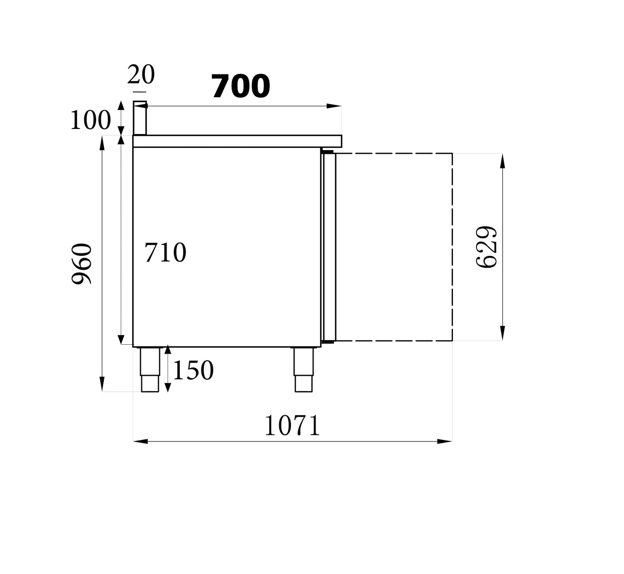 REFRIGERATED COUNTER UPSTAND 2 DOORS