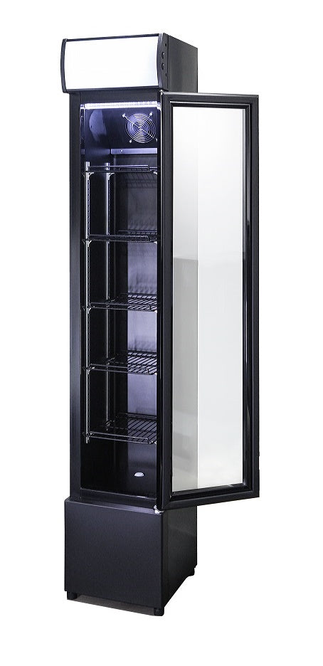 GLASS DOOR REFRIGERATOR NARROW BLACK