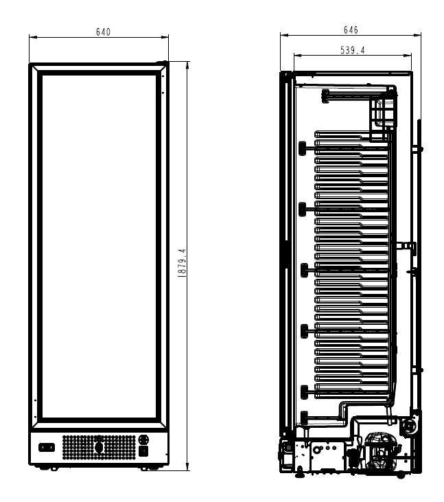 FREEZER 1 GLASS DOOR BLACK 382L