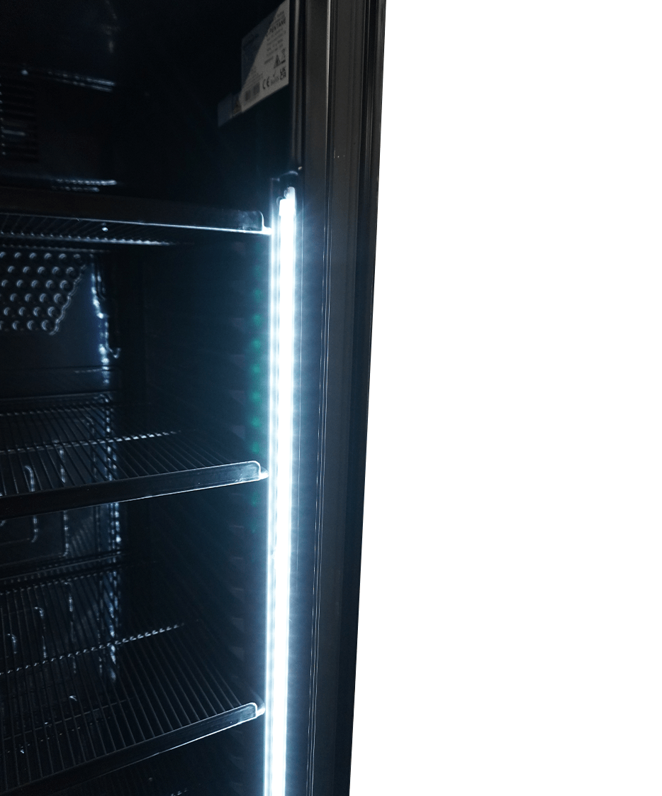 REFRIGERATOR 1 GLASS DOOR 382L BLACK WITHOUT LIGHT BOX