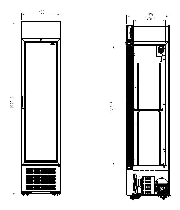 Refrigerator 1 Glass Door Black 232L