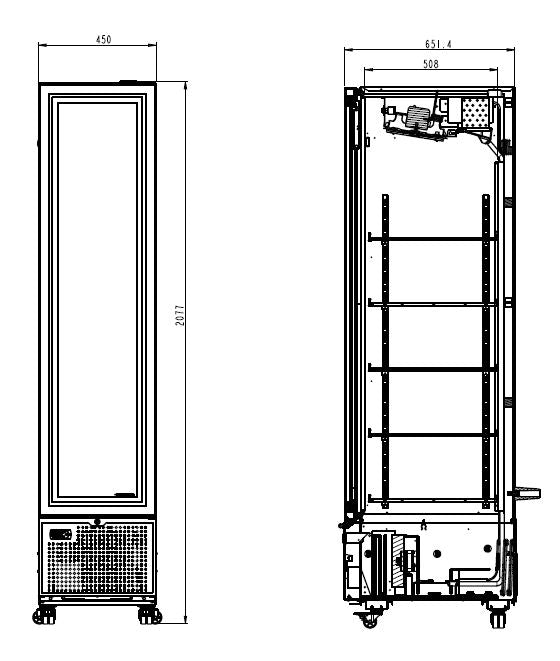 Refrigerator 1 Glass Door Black 348L