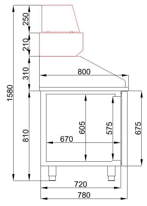 PIZZA COUNTER 3 DOORS With Topping counter