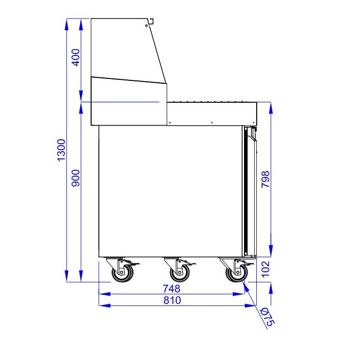 3 Door Pizza Preparation Counter Saldate Fridge 2370mm Wide