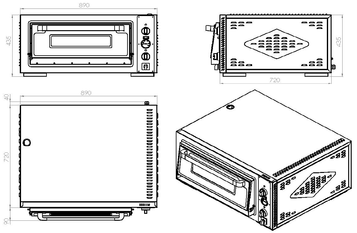 ELEC. PIZZA OVEN SINGLE 1 X 4