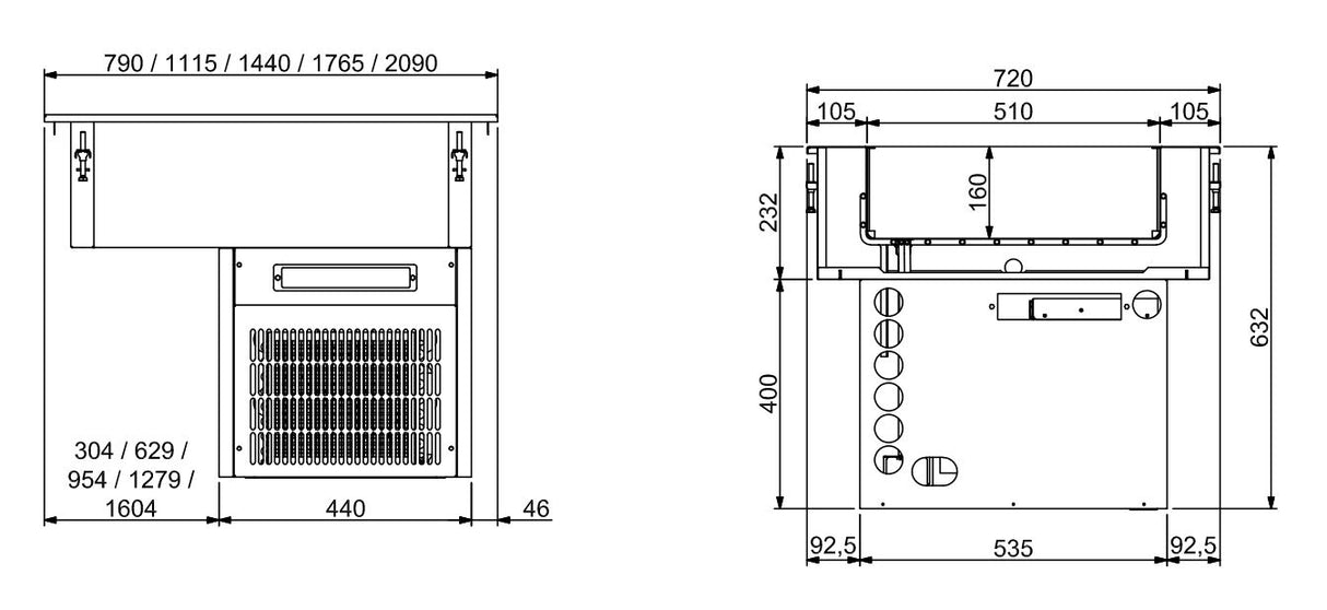 DROP-IN REFRIGERATED UNIT 3/1 - 160MM
