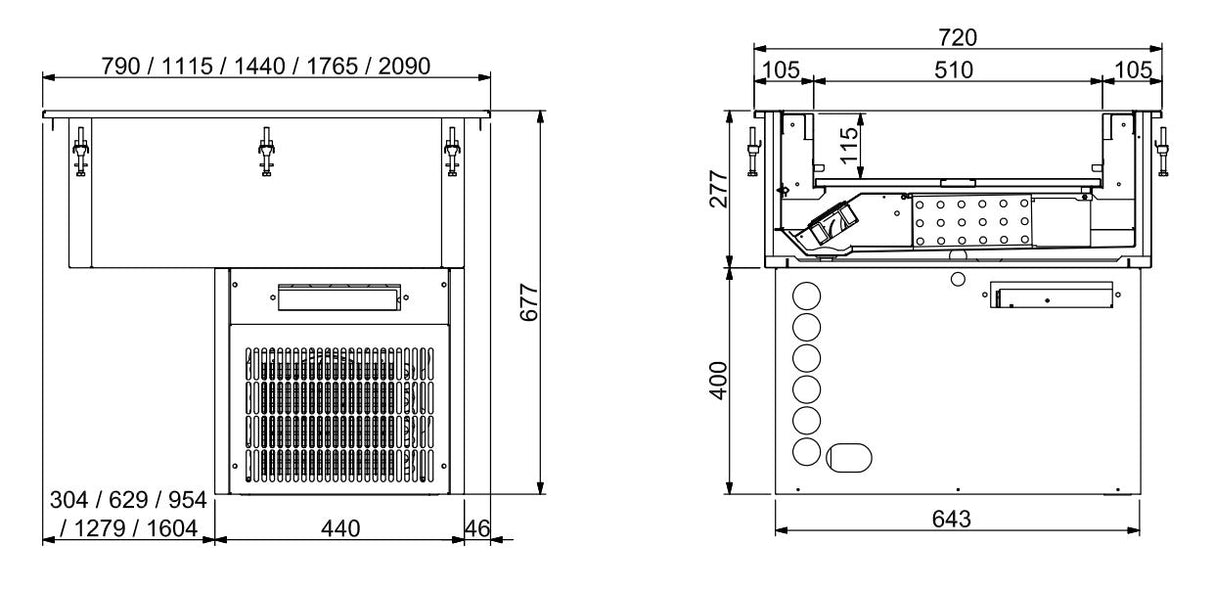 DROP-IN REFRIGERATED UNIT VENTILATED 4/1 - 160MM