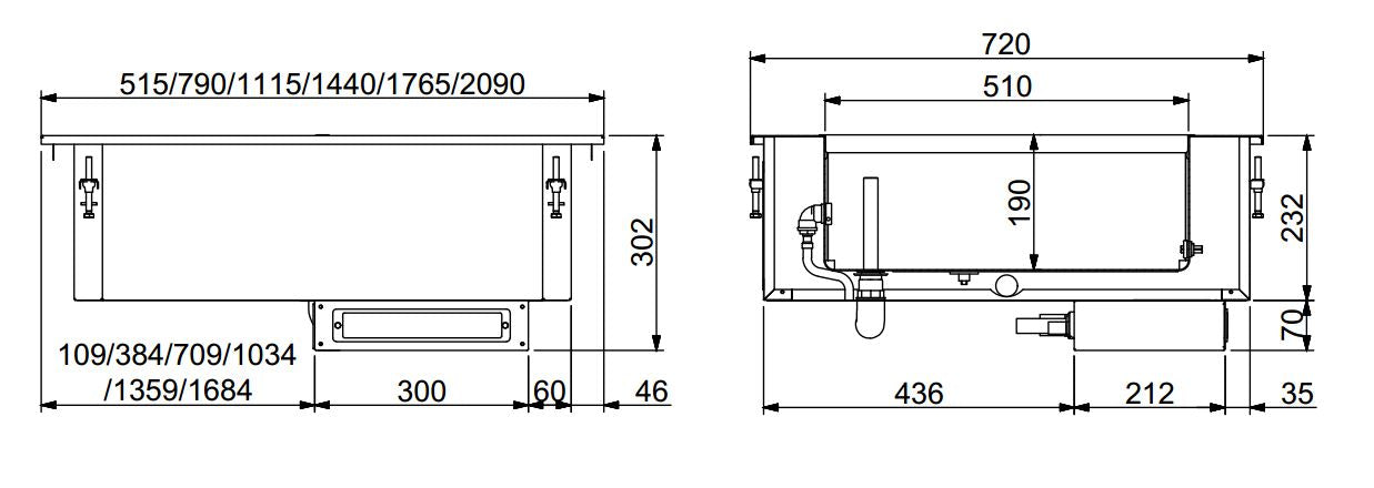 DROP-IN BAIN-MARIE UNIT 2/1 - MANUAL WATER FILLING