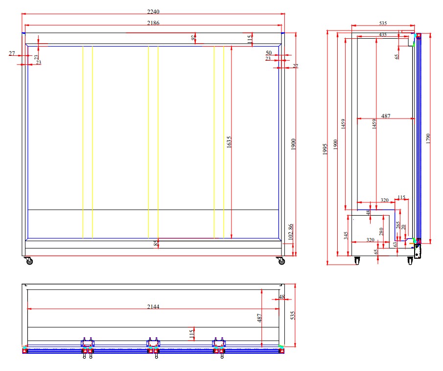 REFRIGERATOR 4 GLASS DOORS BLACK