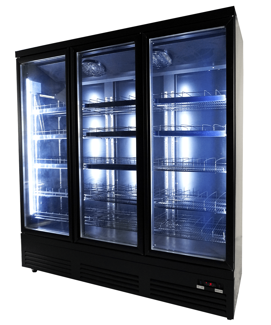 REFRIGERATOR 3 GLASS DOORS BLACK CEB-1600R BL