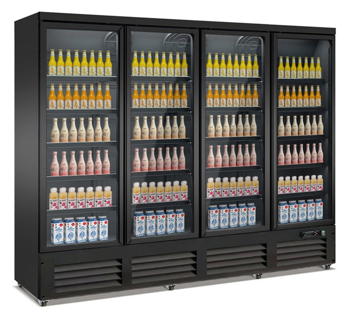 Black 4-Door Glass Refrigerator