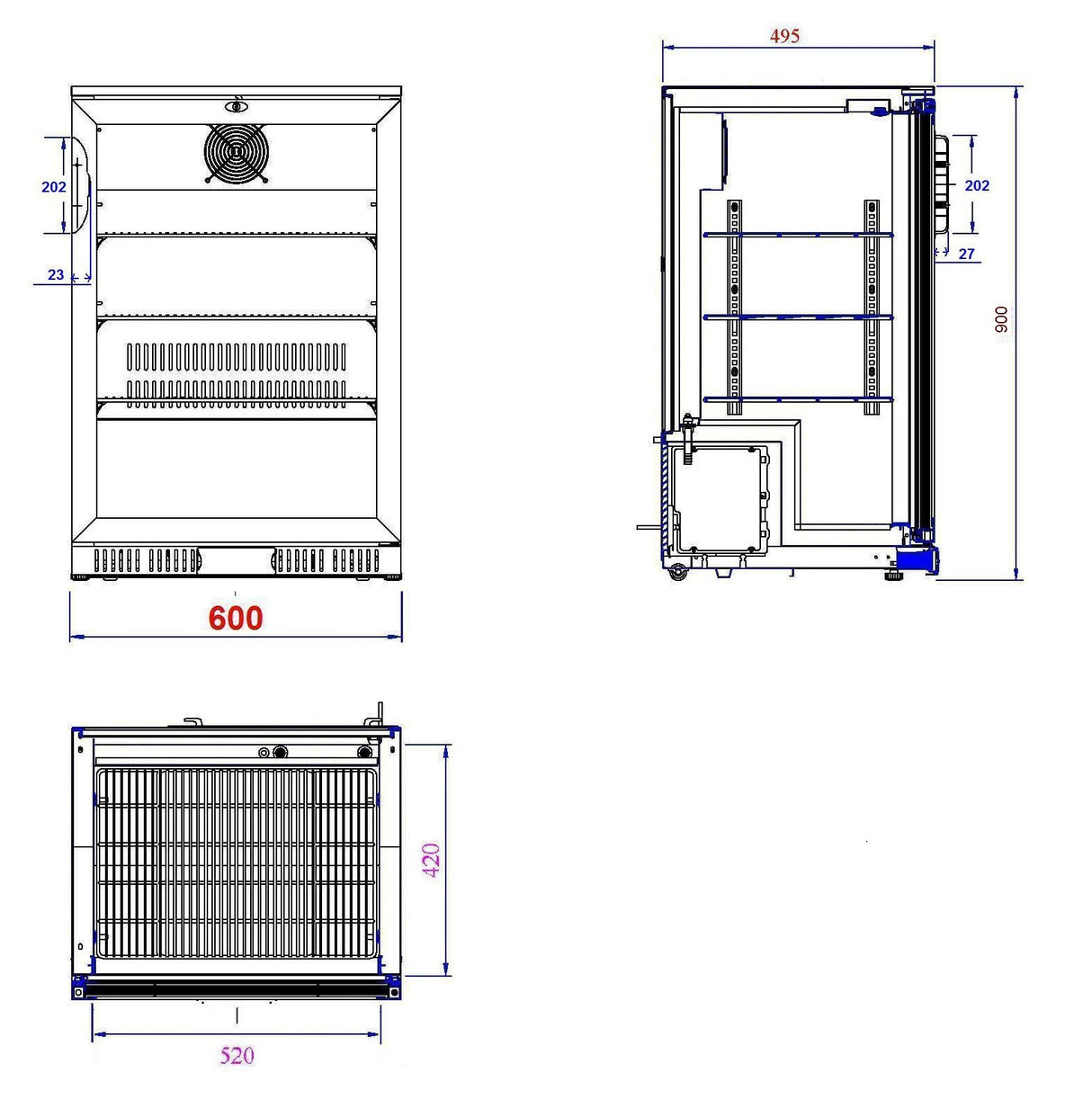 BACKBAR COOLER BLACK 1 DOOR