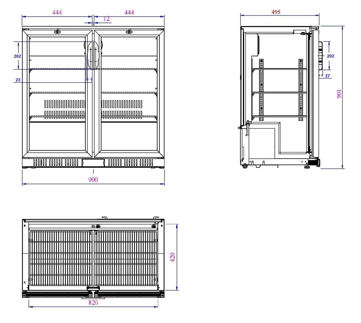 BACKBAR COOLER BLACK 2 DOORS
