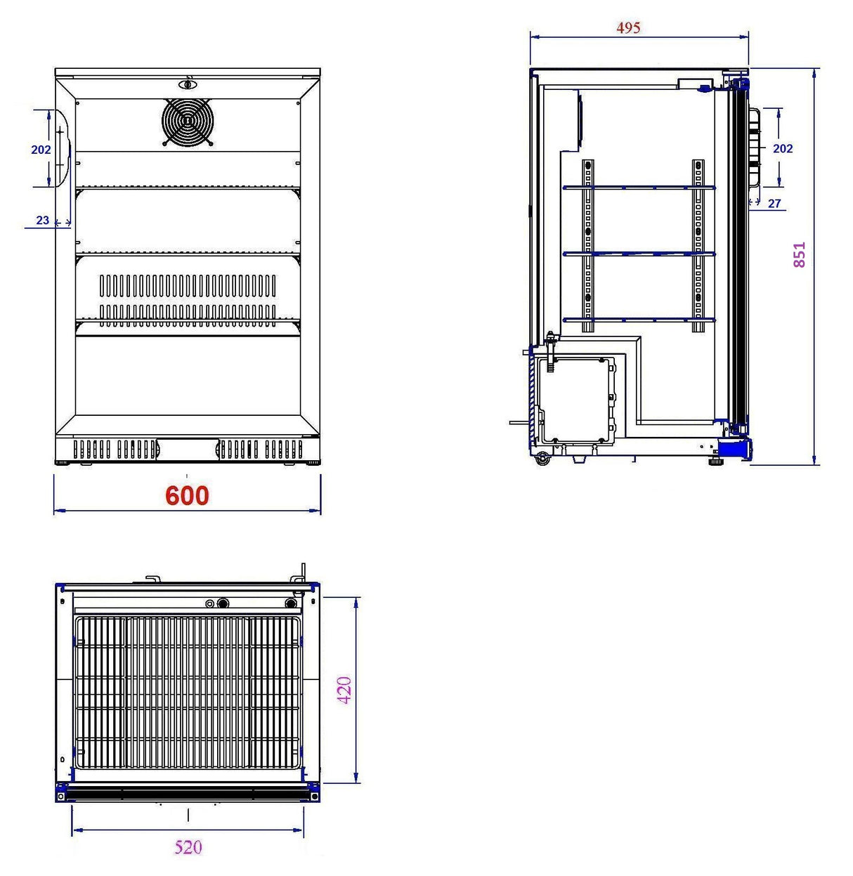 BACKBAR COOLER BLACK 1 DOOR