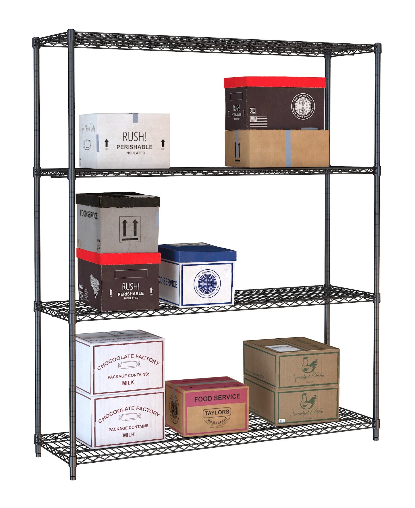 SHELF UNITS 4 LEVELS 1500 BLACK FLAT PACKED