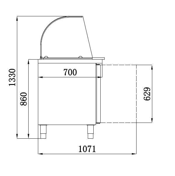 REFRIGERATED COUNTER WITH GLASS COVER 2 DOORS
