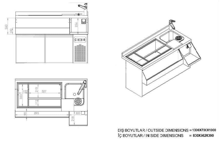 REFRIGERATED COUNTER 2 DOORS WITH COCKTAIL BAR STATION