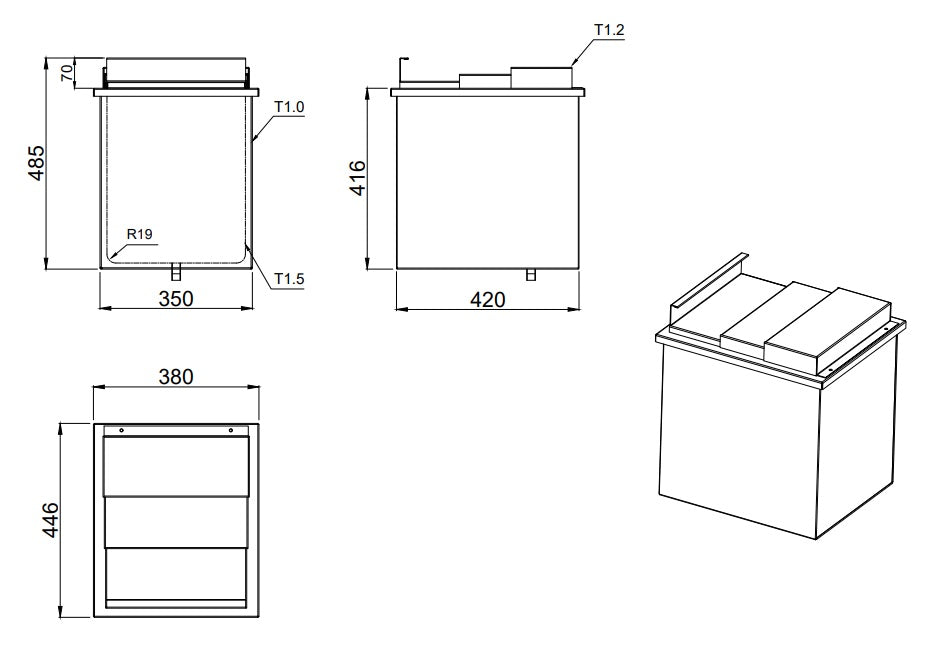 Stainless Steel Drop-In Ice Bin