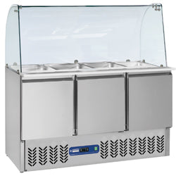 SAL3M/D+KV3 Refrigerated saladette 4x GN 1/1 - 150 mm + reserve 3 doors GN 1/1, 380 liters
