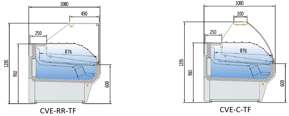 Meat Refrigerated Display Counter 2465 mm Wide
