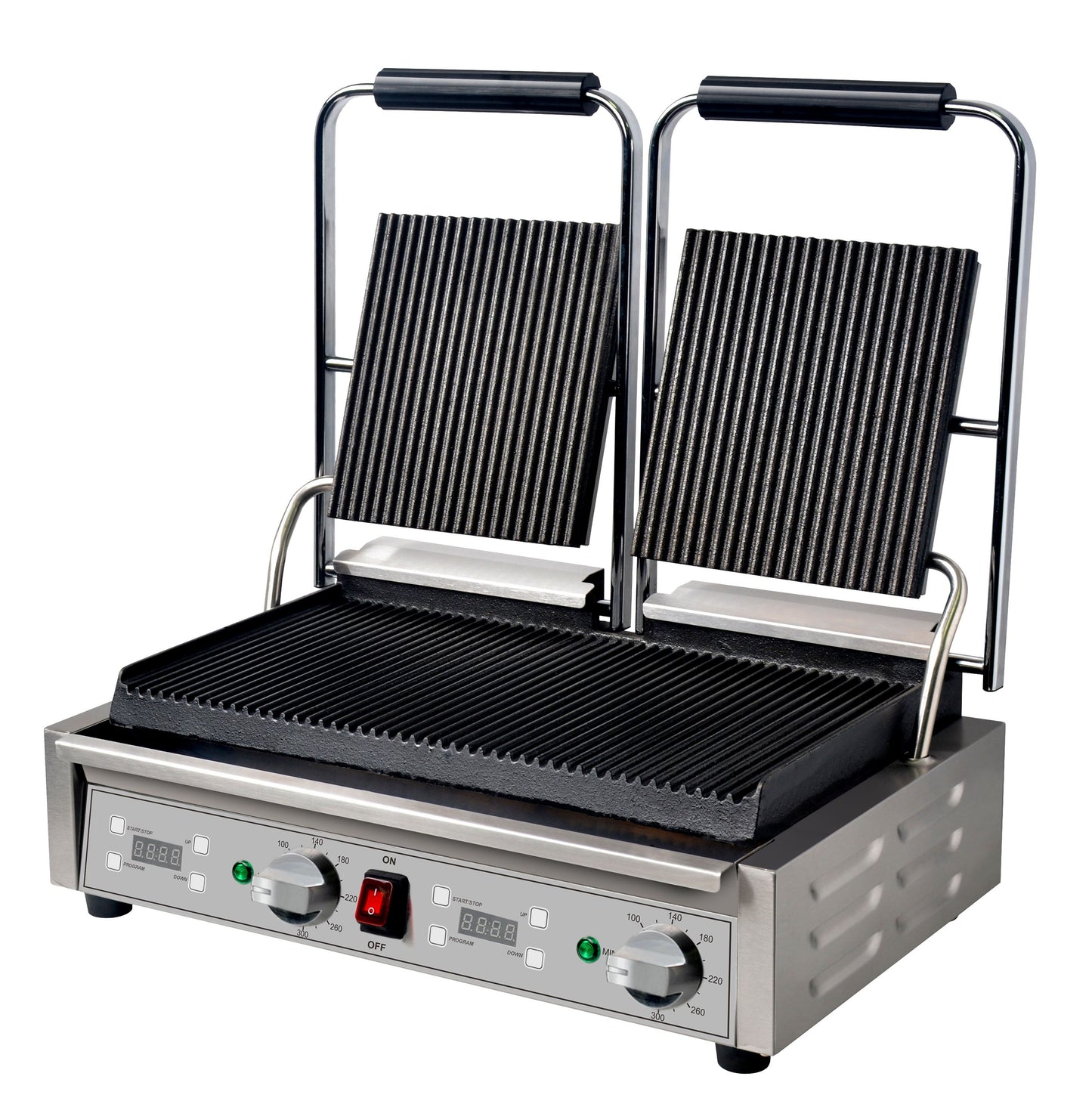 Mercury double countertop ribbed grill with digital time MEP-L-DATRR