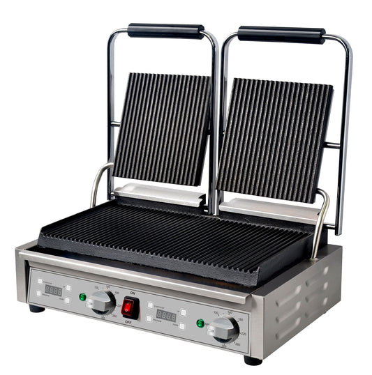 Mercury double countertop ribbed grill with digital time MEP-L-DATRR
