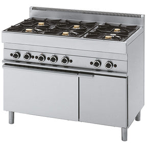 6 Burner Gas Range + 1 Gas Oven, 1 Closed Cabinet
