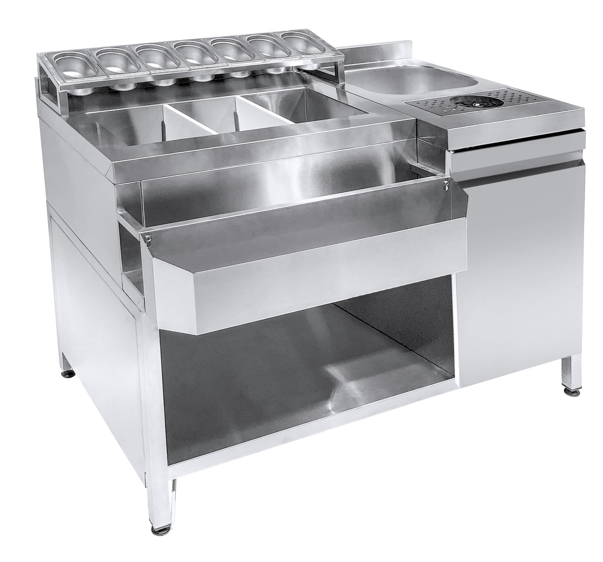 COCKTAIL BAR STATION   INCL. SINK, GLASS RINSER, GN CONTAINERS AND SPEEDRAIL FOR BOTTLES