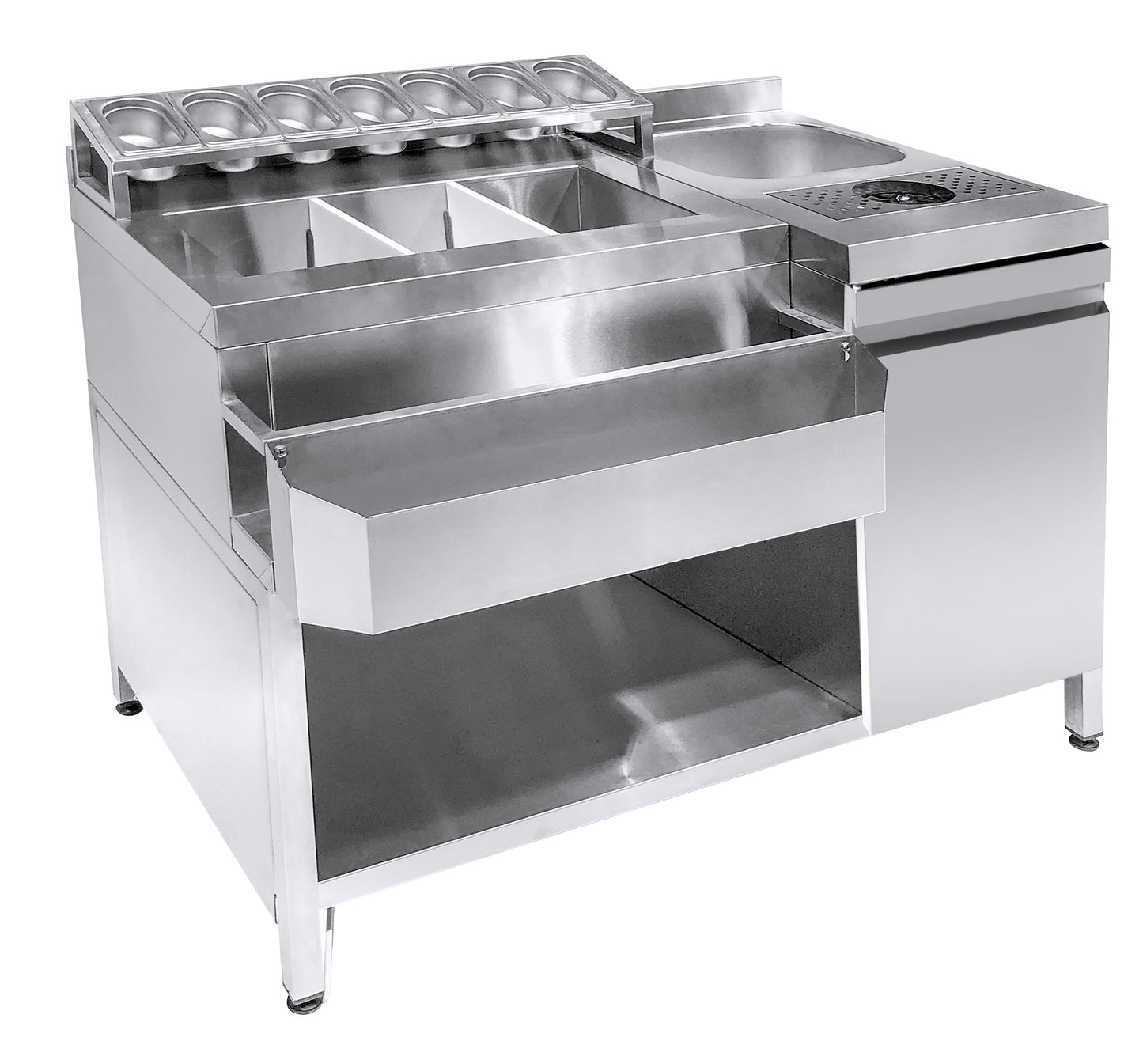 COCKTAIL BAR STATION   INCL. SINK, GLASS RINSER, GN CONTAINERS AND SPEEDRAIL FOR BOTTLES