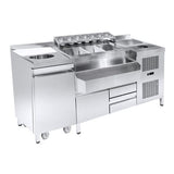 REFRIGERATED COCKTAIL BAR STATION   INCL. SINK, GLASS RINSER, GN CONTAINERS, SPEEDRAIL FOR BOTTLES, CUTTING BOARD AND WASTE BIN