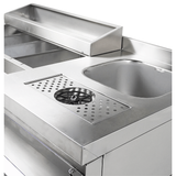 REFRIGERATED COCKTAIL BAR STATION   INCL. SINK, GLASS RINSER, GN CONTAINERS, SPEEDRAIL FOR BOTTLES, CUTTING BOARD AND WASTE BIN
