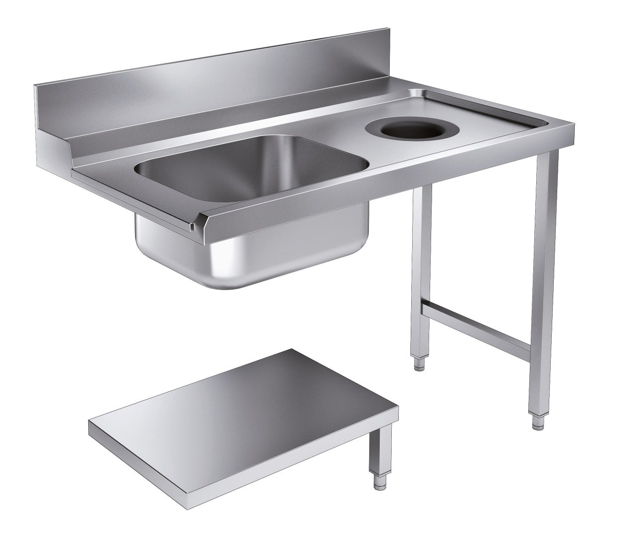 ENTRY TABLE BOTTOM SHELF WITH WASTE HOLE 1200 RIGHT FOR 7280.0045-0046