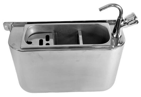 SINK FOR ICE CREAM SCOOP WITH WATER TAP 410X120X270  WITH WATER DRAIN HOLE, WATER CONNECTION AND OVERFLOW PIPE