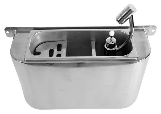 SINK FOR ICE CREAM SCOOP WITH SCOOP SHOWER 410X120X270  WITH WATER DRAIN HOLE, WATER CONNECTION AND OVERFLOW PIPE
