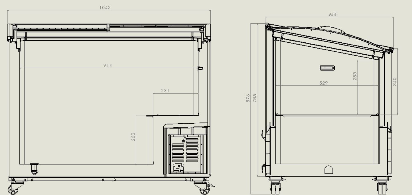CHEST FREEZER GLASS COVER 297 L