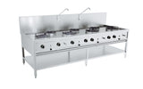 Commercial 7 Burner Chinese Wok & Stock Pot Range – 95kW – 2500mm