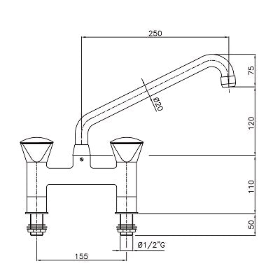 FAUCET WITH 2-HOLES