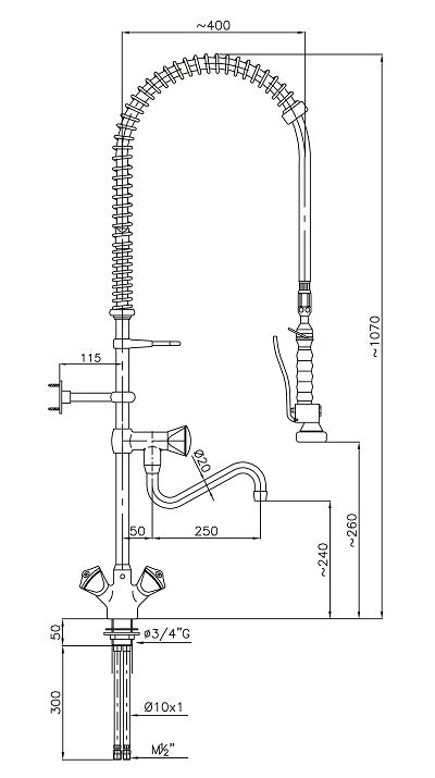 PRE RINSE UNIT WITH 1-HOLE