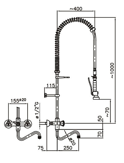PRE RINSE UNIT WALL MOUNTED