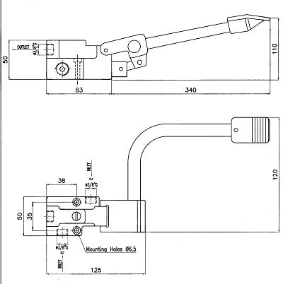 PEDAL CONTROLLED MIXING FAUCET 1 PEDAL