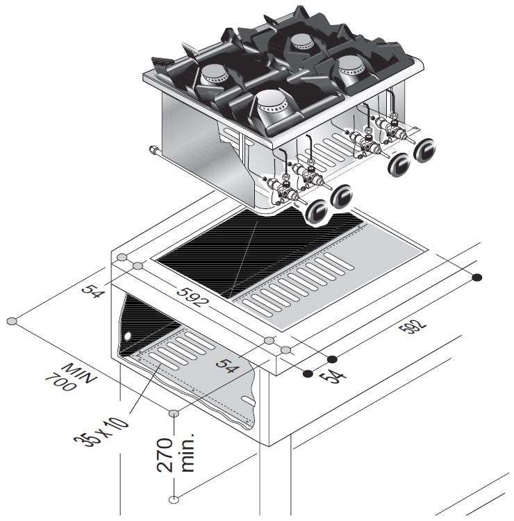 GAS RANGE 4 BU. 18KW