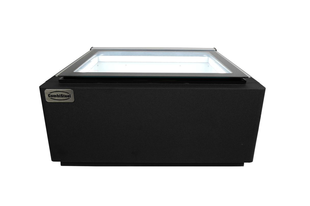 COUNTERTOP MODEL ICE CREAM DISPLAY BLACK  OPENS ON THE CUSTOMER SIDE